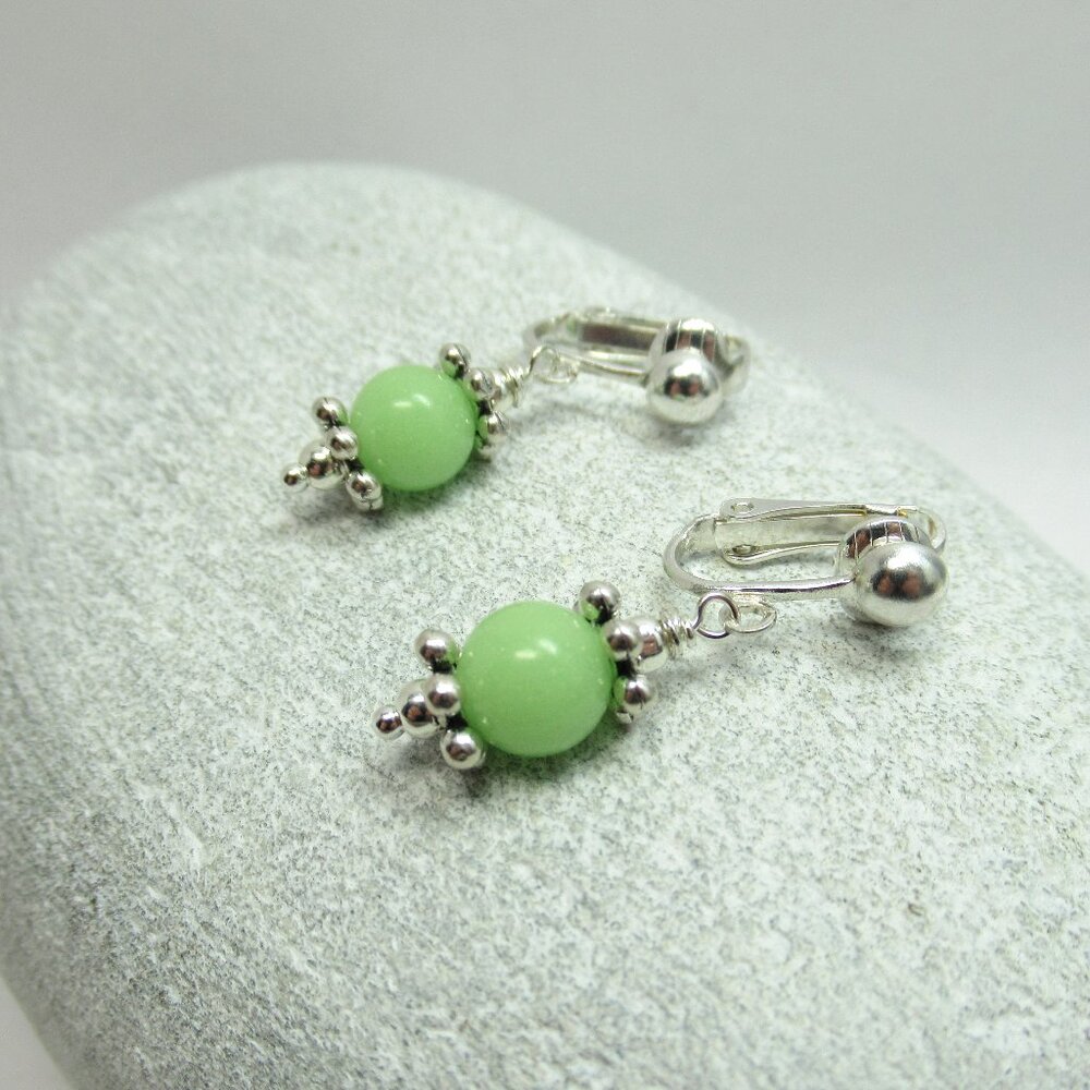 Glow in the dark glass bead earrings
